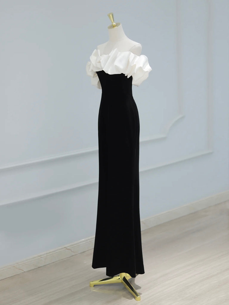Mermaid Off Shoulder Velvet Black Long Prom Dress, Black Formal Dress dresstby Mermaid Off Shoulder Velvet Black Long Prom Dress, Black Formal Dress dresstby