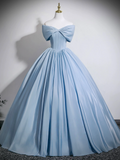 A-Line Blue Long Prom Dress, Blue Long Evening Dress