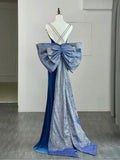 Mermaid Velvet Blue Long Prom Dress, Blue Long Evening Dress