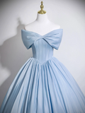 A-Line Blue Long Prom Dress, Blue Long Evening Dress