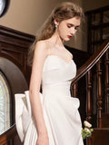 A-Line Satin White Long Prom Dress, White Long Formal Dress