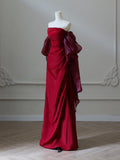 Simple Satin Burgundy Long Prom Dress, Burgundy Long Evening Dress