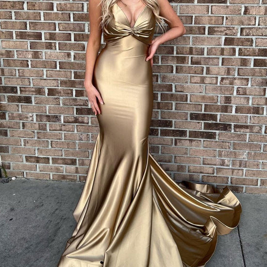 satin gold prom dress Simple mermaid long dress, gold evening – dresstby Jersey dresses, hoop earrings, Inseam (or Height):28