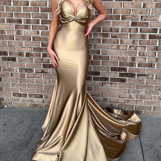 satin gold dress Simple mermaid long prom dress, gold evening – dresstby Pasta Salad with Lemon tie closure at back Style:AP1D105488 Size:18 (16 US)