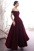 Simple burgundy long prom dress burgundy formal dress