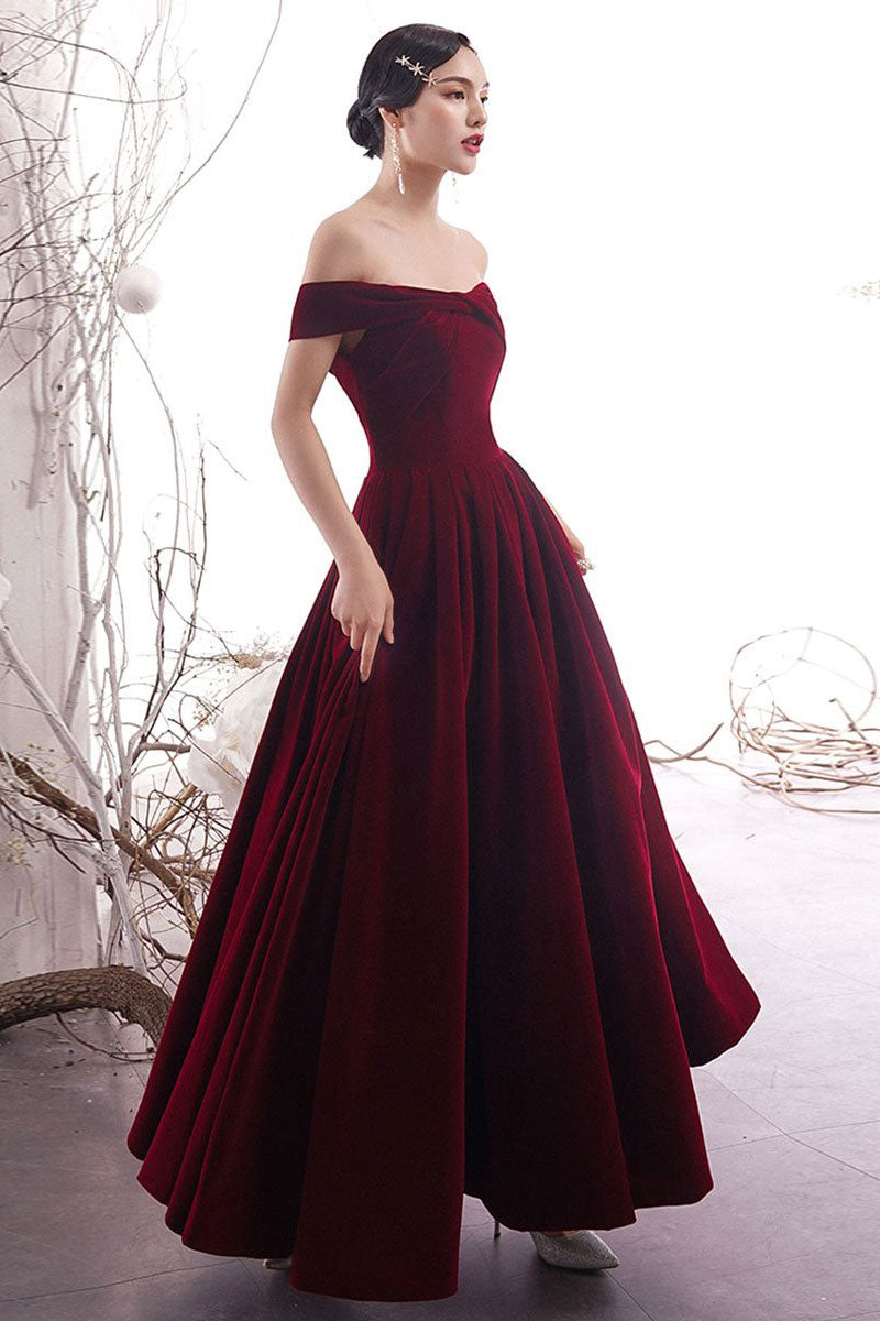 Simple burgundy long prom dress burgundy formal dress