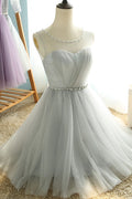 Cute tulle short prom dress, bridesmaid dress