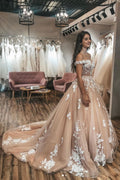 Champagne sweetheart tulle lace long prom dress tulle lace formal dress