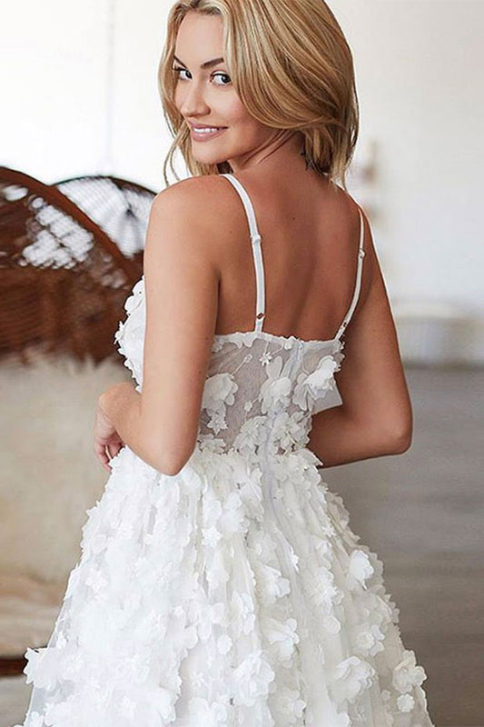 White v neck tulle lace short prom dress white homecoming dress