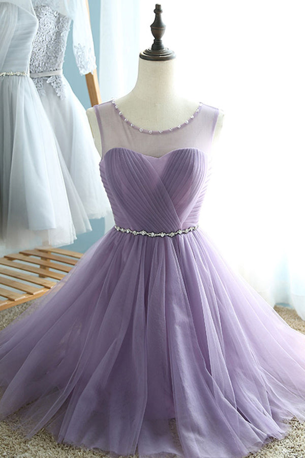 Cute tulle short prom dress, bridesmaid dress