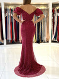 Burgundy sweetheart mermaid long prom dress burgundy evening dress