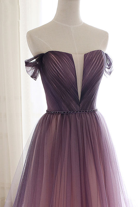 Unique tulle long prom dress, tulle evening dress