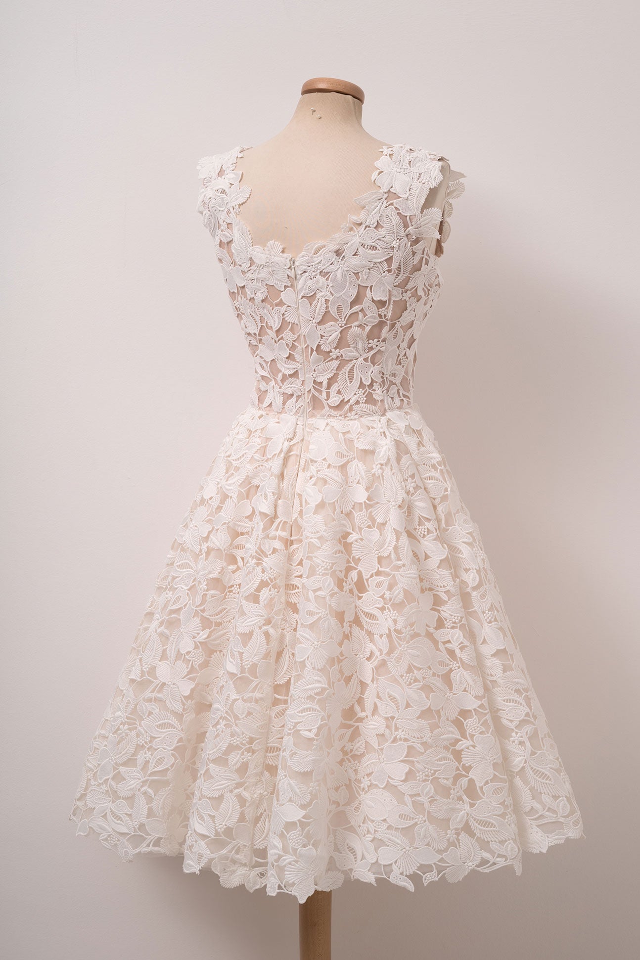 Ivory white lace short prom dress, cute lace homecoming dress