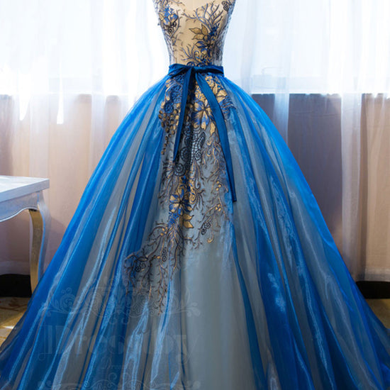 blue dress for baby girl Sky Blue Satin Prom Dress with Rhinestone Bodice and Back Bow – AS005 –  Viniodress main image 0