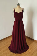 Simple burgundy evening dress, burgundy bridesmaid dress