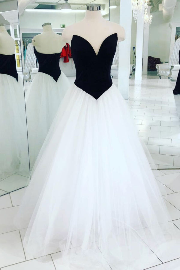 Simple tulle long prom dress, white tulle evening dress