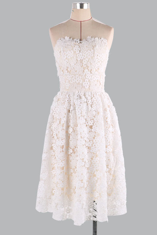 Champagne lace short prom dress lace homecoming dress