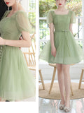 Green tulle short prom dress, green homecoming dress