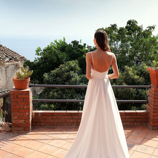 Simple white v neck satin long prom dress white formal dress  dresstby