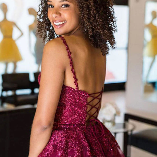 burgundy prom short dresses Mini/Short Burgundy Prom Dress, Puffy Cute Burgundy Homecoming Dress US 16 / Burgundy(As Picture) main image 1