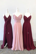 Simple sweetheart chiffon long prom dress chiffon bridesmaid dress