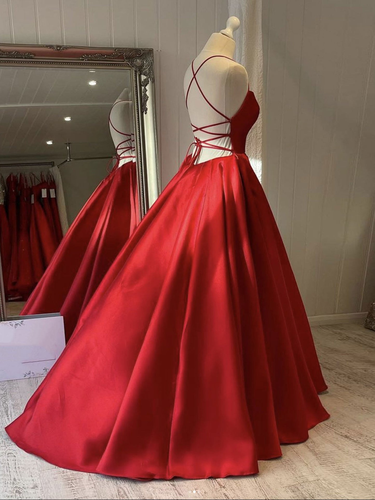 Simple red satin long prom dress, red evening dress Simple red satin long prom dress, red evening dress
