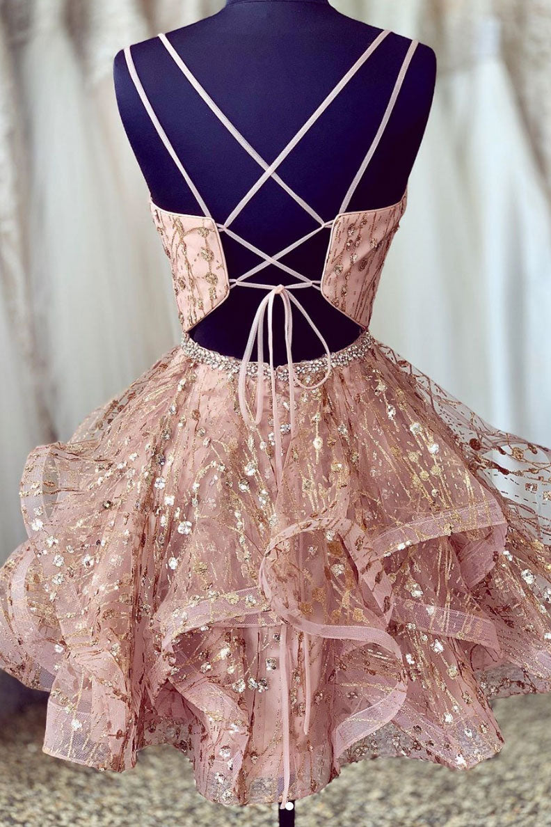 Unique pink tulle short prom dress, pink tulle homecoming dress dresstby Unique pink tulle short prom dress, pink tulle homecoming dress dresstby