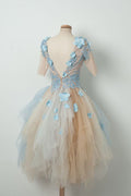 Cute v neck tulle short prom dress, homecoming dress