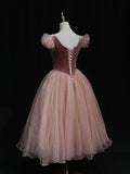 Pink tulle short prom dress pink tulle homecoming dress