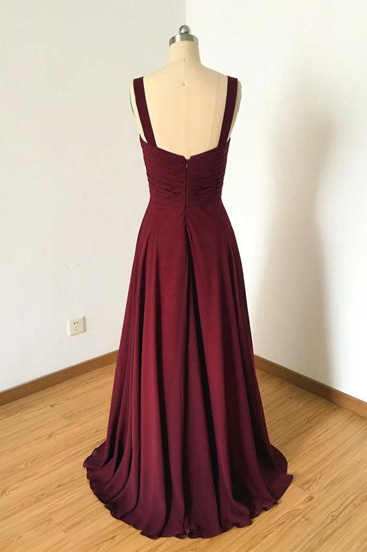 Simple burgundy evening dress, burgundy bridesmaid dress