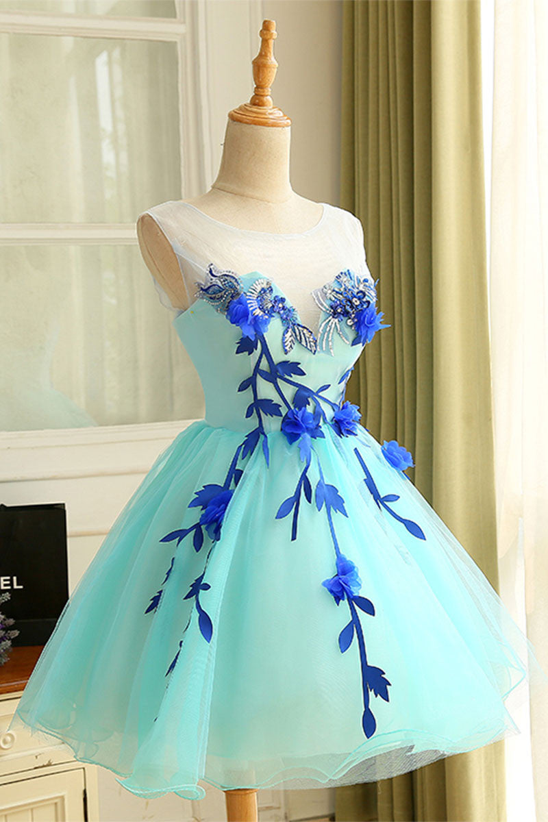 Cute blue organza short prom dress, cute homecoming dress - us:2 / picture color Cute blue organza short prom dress, cute homecoming dress - us:2 / picture color