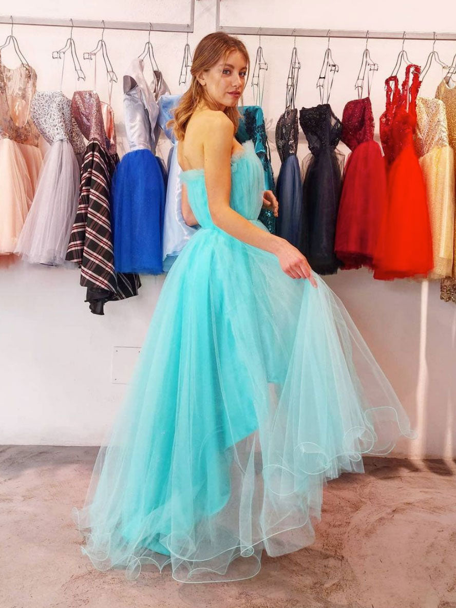 Simple tulle high low prom dress, tulle homecoming dress
