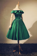 Simple green short prom dress, green evening dress