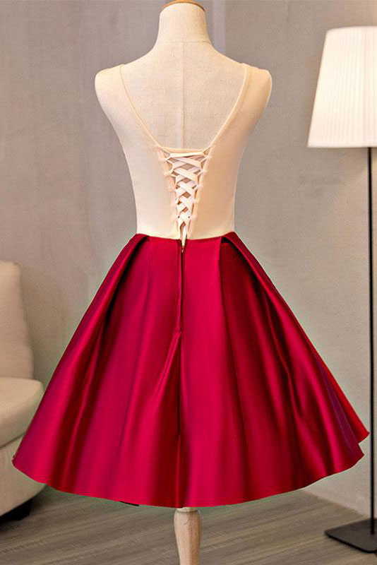 Burgundy lace applique short prom dress lace homecoming dress dresstby Burgundy lace applique short prom dress lace homecoming dress dresstby