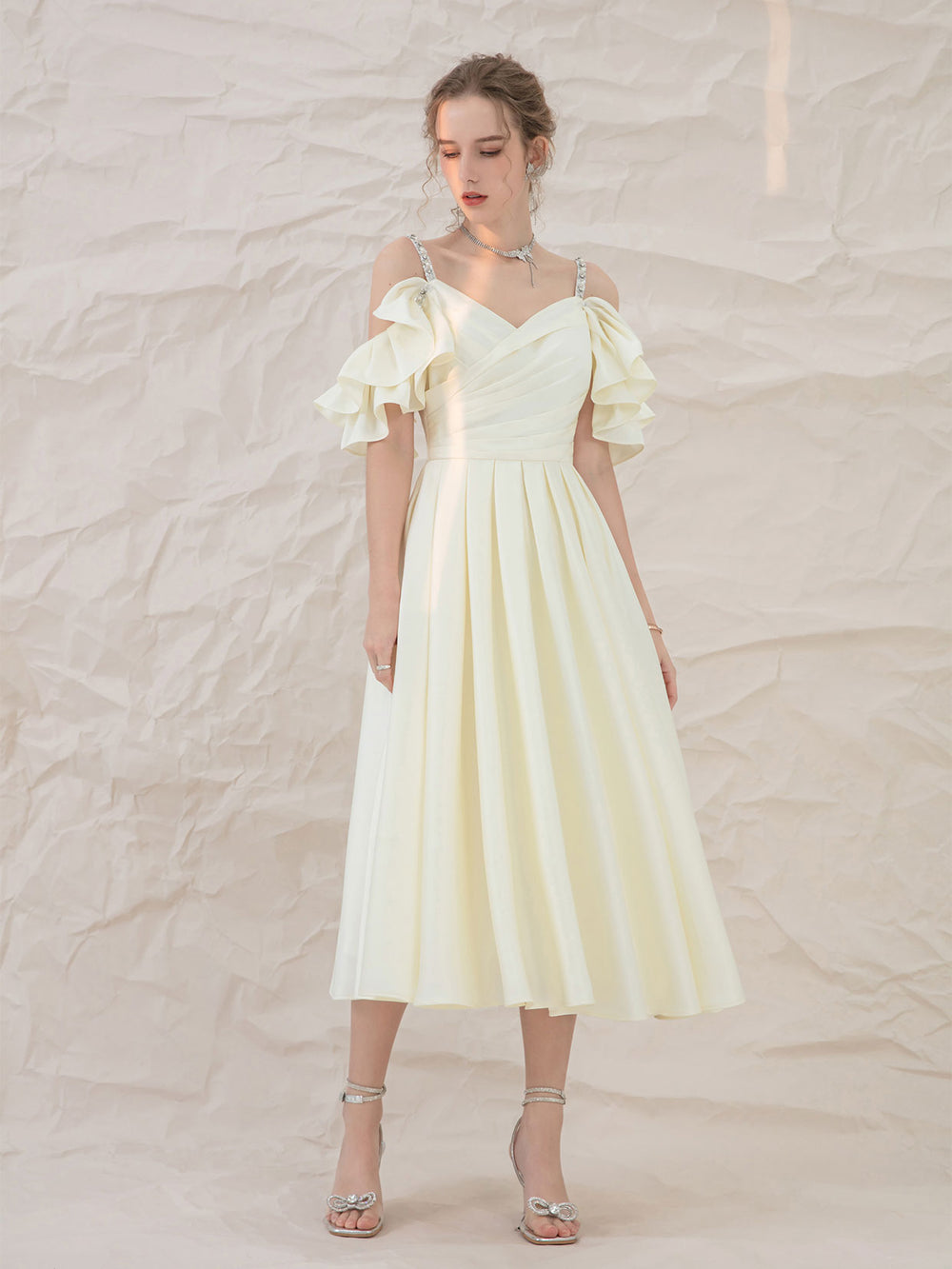 Light yellow satin short prom dress, yellow bridesmaid dress dresstby Light yellow satin short prom dress, yellow bridesmaid dress dresstby