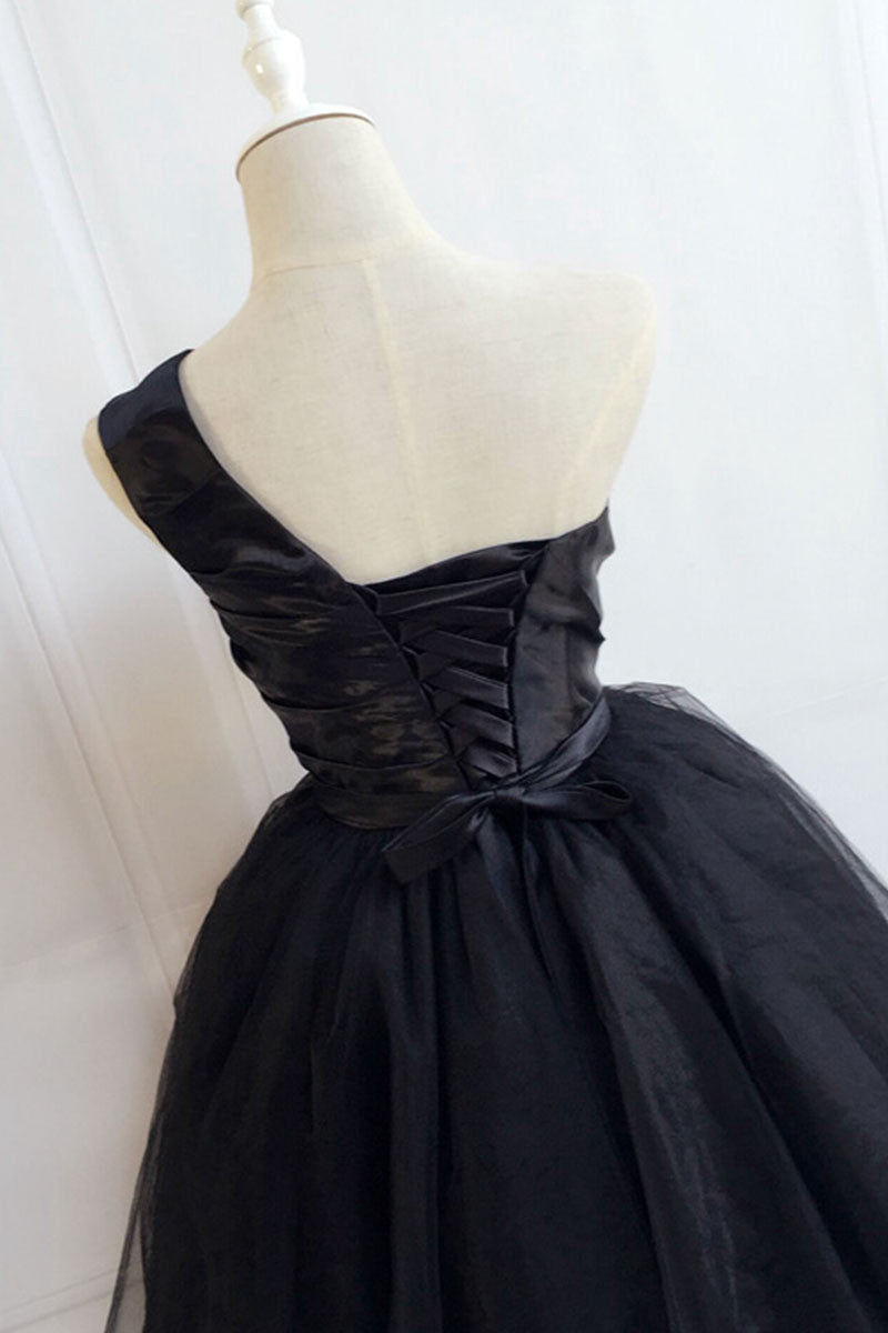 Cute black short prom dress, black homecoming dress