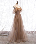 Champagne tulle sequin long prom dress tulle formal dress