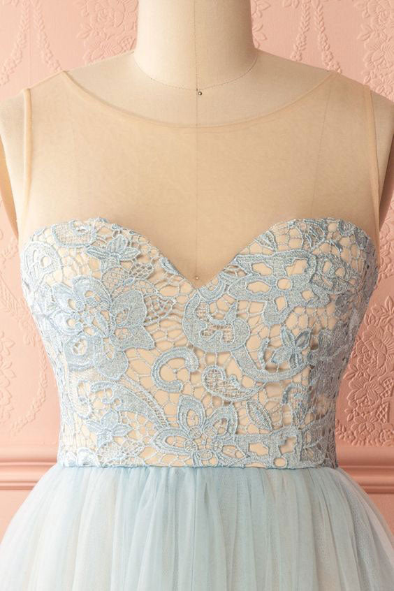 Cute tulle light blue short prom dress, homecoming dress