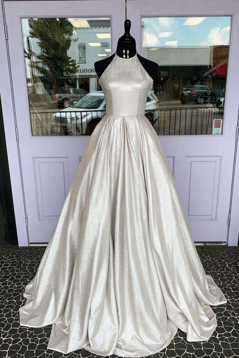 Unique gray long prom dress gray formal dress