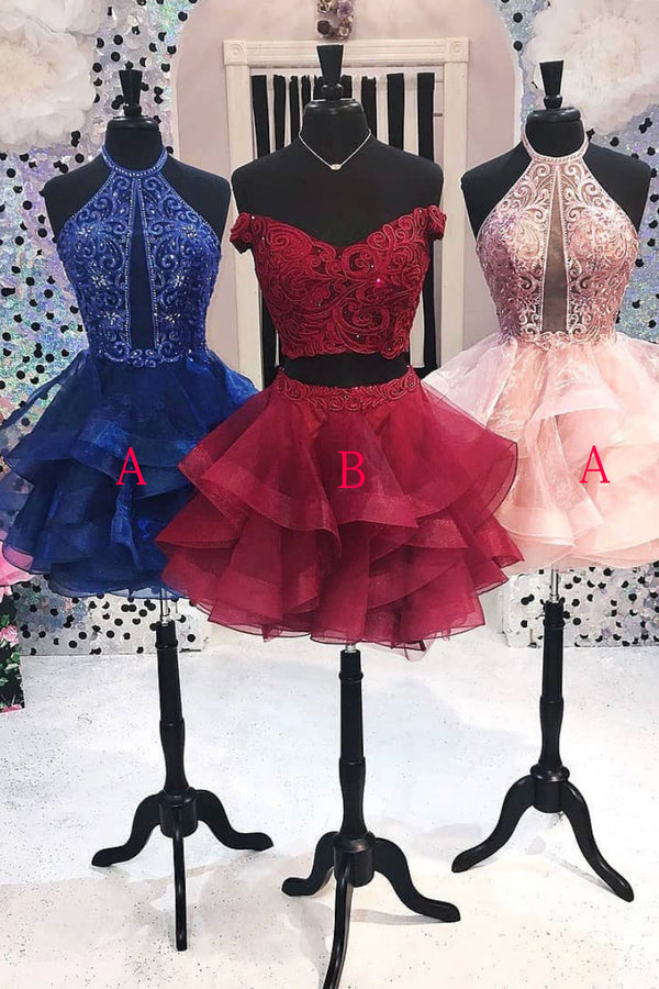 Cute tulle lace short prom dress, tulle short homecoming dress