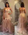 Pink sweetheart tulle long prom dress pink tulle formal dress
