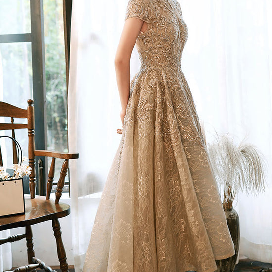 formal dresses champagne color Light lace satin prom dress champagne evening dress – dresstby leading to potential differences House of Cb Leia Condition:New with Tags related:rujira-cowl-md-dress-floral-pink-orange