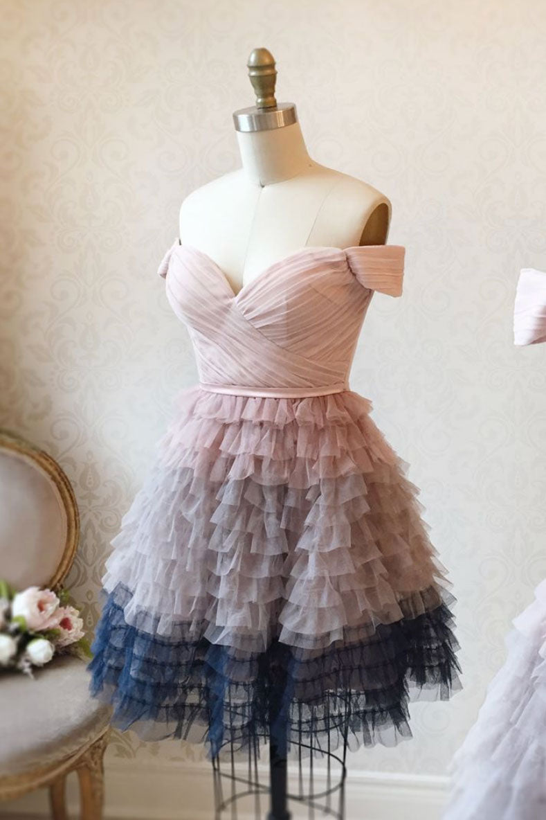 Pink sweetheart tulle short prom dress pink tulle formal dress