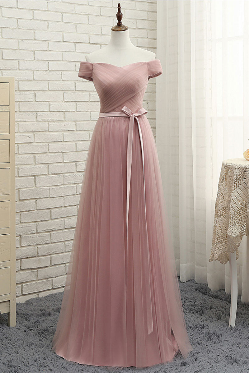 Simple sweetheart tulle long prom dress, tulle bridesmaid dress