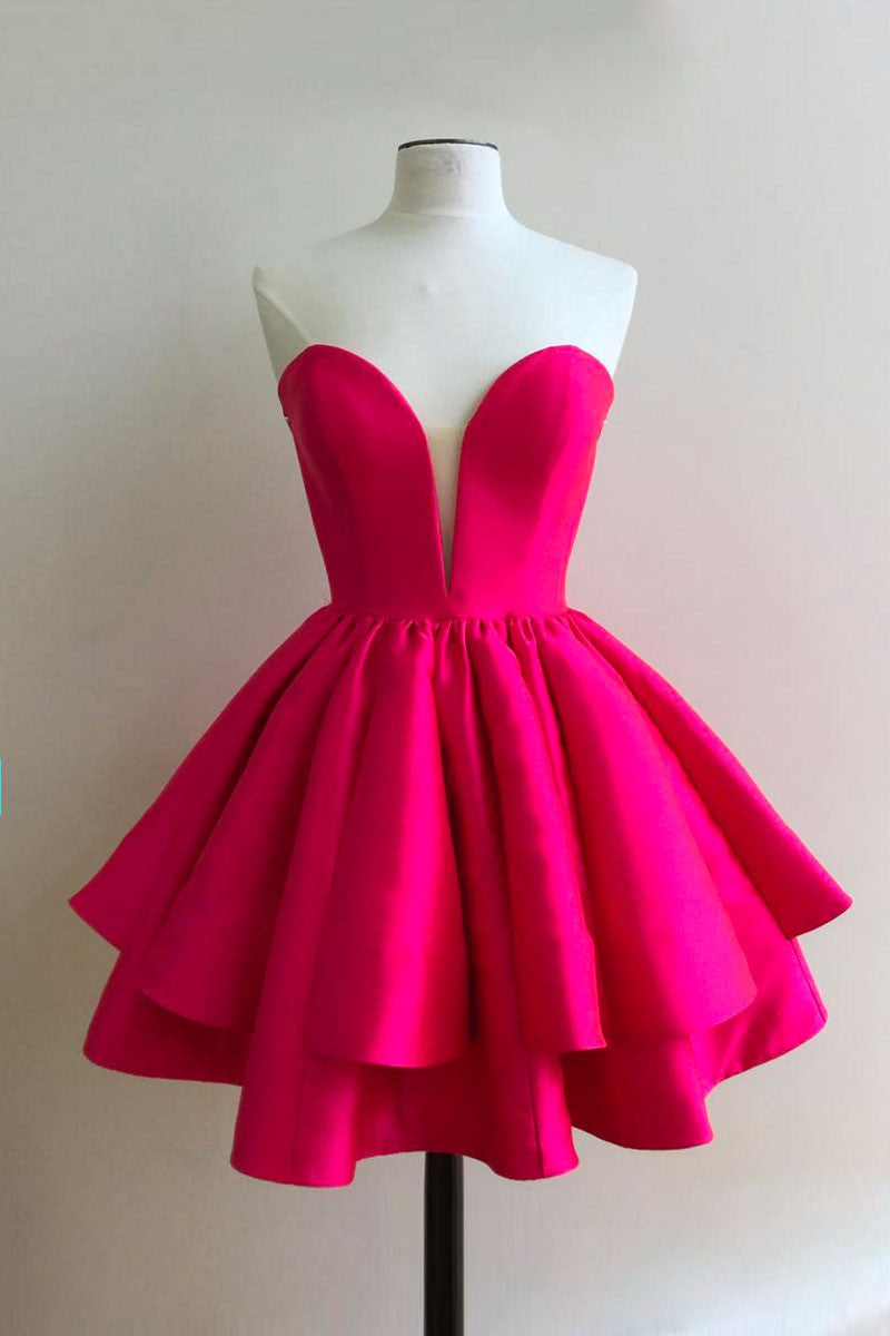 Simple sweetheart neck short red prom dress, cute homecoming dress