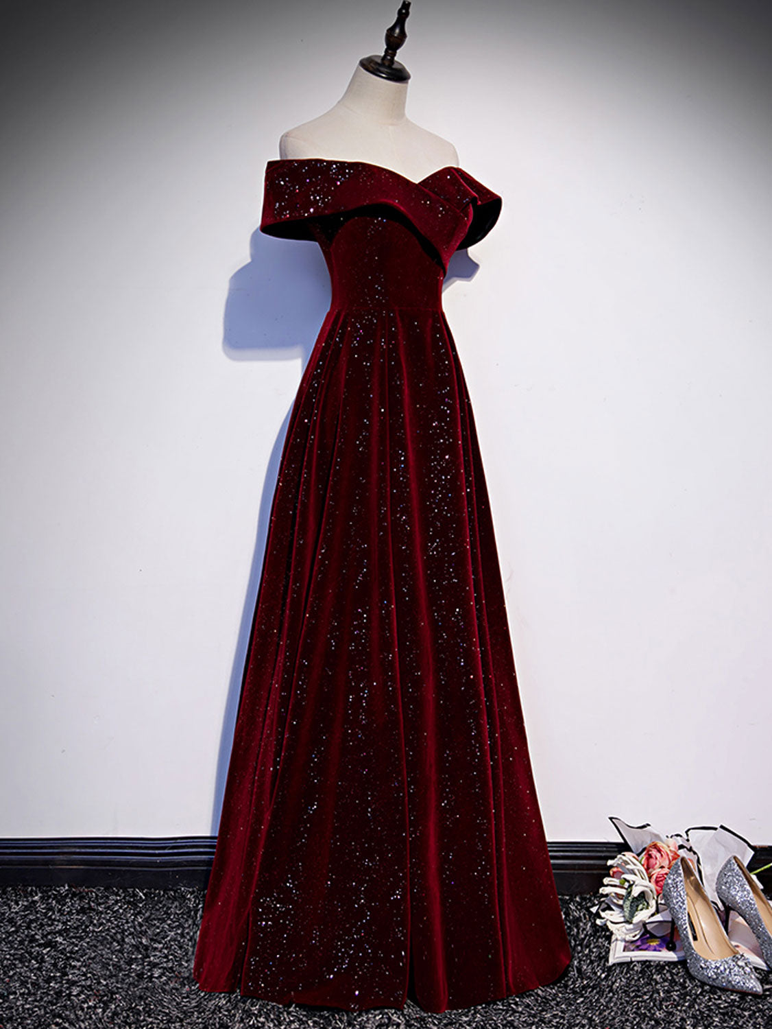 Velvet Burgundy Formal Dresses