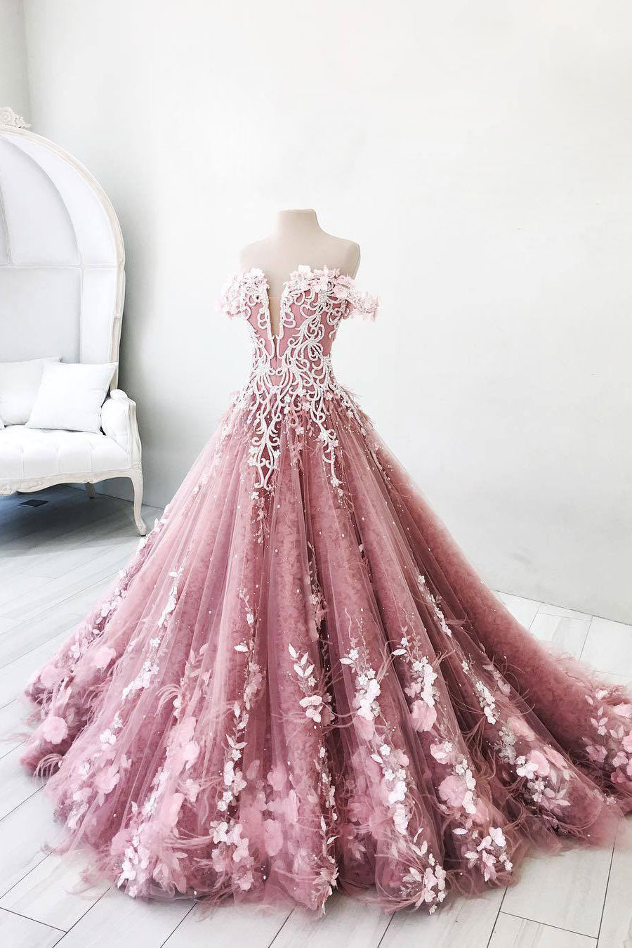dark pink long dress Unique tulle lace prom dress, pink tulle lace evening Satin 3 071126MD-45% Color:BEIGE MULTI Women's Solid Color Fashion