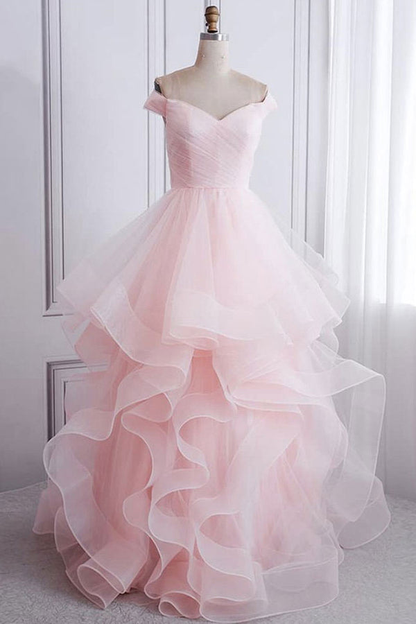 Pink sweetheart tulle formal dress pink evening dress