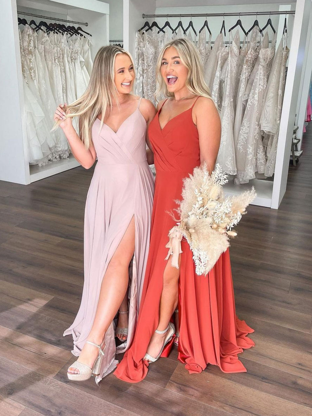 Simple v neck chiffon long prom dress, A line bridesmaid dress dresstby Simple v neck chiffon long prom dress, A line bridesmaid dress dresstby