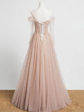 Champagne tulle sequin long prom dress champagne tulle formal dress